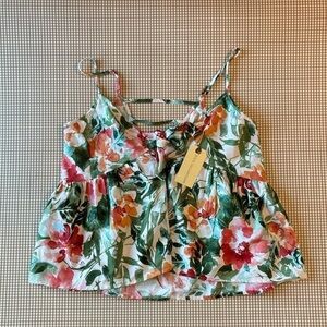 BOG Collective adjustable floral front knot women’s tank top. Size Large.‎ NWT